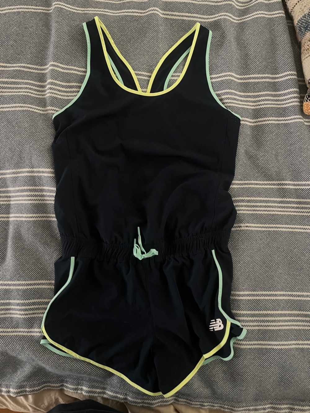 New Balance Black Romper with Mint and Lemon Trim
